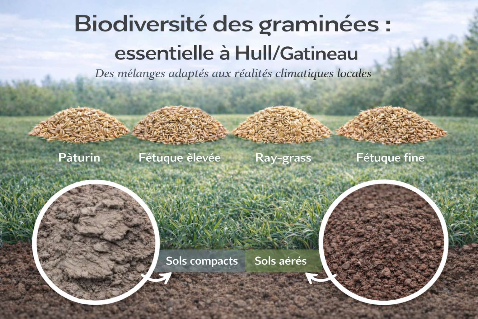Biodiversité graminées sol vivant Hull Gatineau