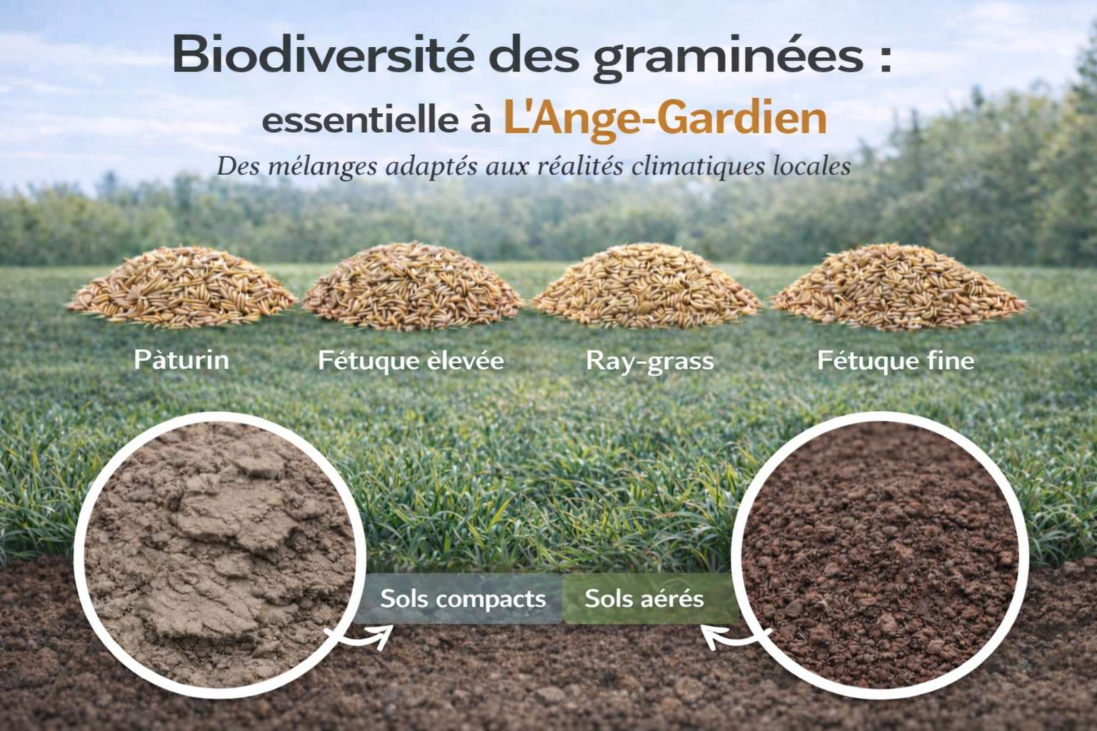 Biodiversité graminées sol rural pelouse Ange-Gardien Gatineau