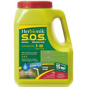 Herbionik S.O.S de Gloco – Germination 7-10 jours – Mélange de semences et compost pour une réparation rapide du gazon