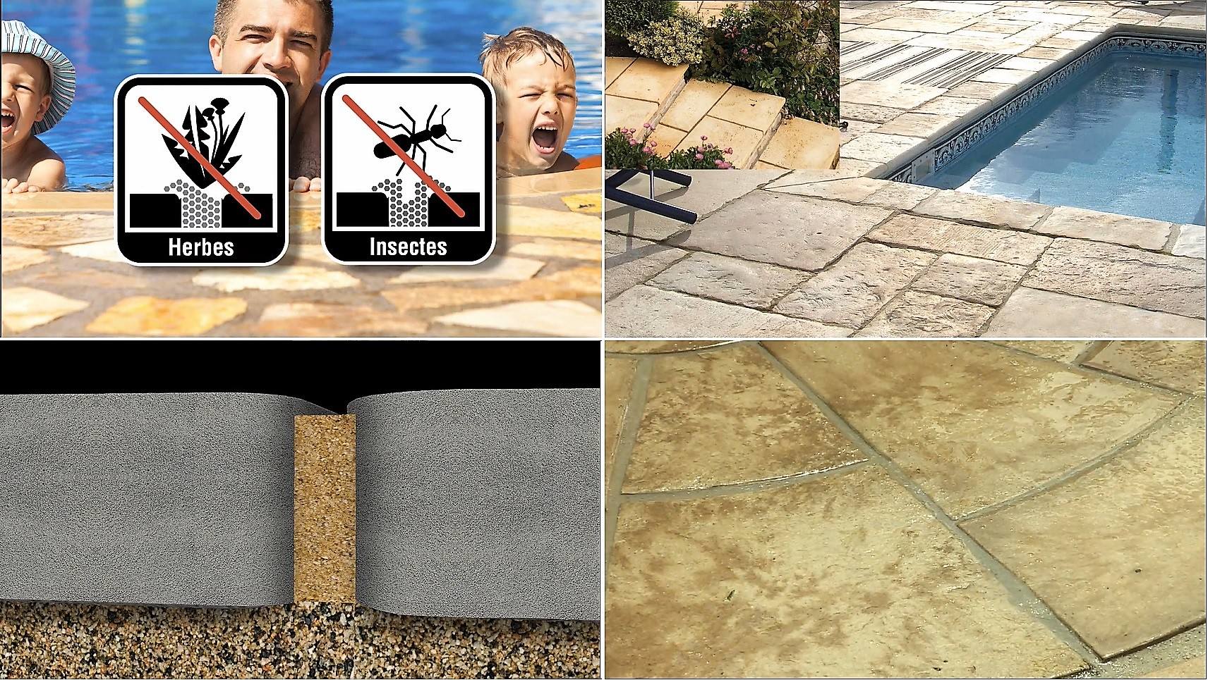 Pavé de piscine sans mauvaises herbes ni insectes – Aménagement extérieur durable et esthétique pour terrasses et piscines.