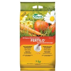 Engrais naturel Fertilo 5-3-3 Fafard – Fumier de poule granulé, riche en calcium, pour potagers, pelouses et plates-bandes